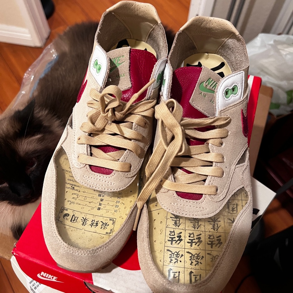 Nike Air Max Sneakers with Red and Beige Accents size 10.5